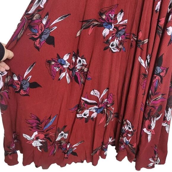 Chicwish Burgundy Red Floral Boho Maxi Dress Size Large - Picture 7 of 12